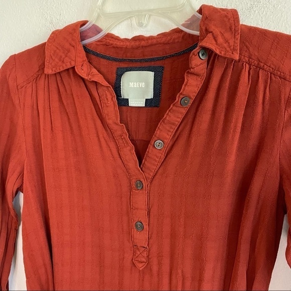 MAEVE RUST BLOOMSBURY TIE SHIRT DRESS - Picture 3 of 7